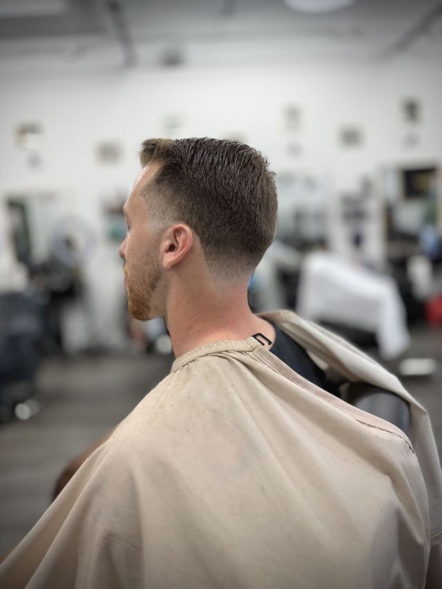 Taper fade haircut work by Gary Visions at Victory Barbershop in Boca Raton